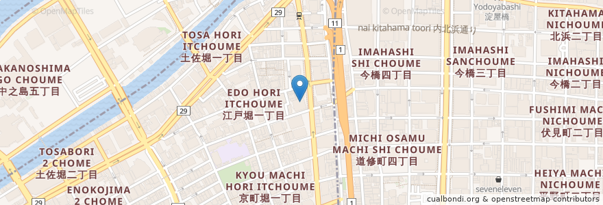 Mapa de ubicacion de 坐・和民 en Jepun, 大阪府, 大阪市, 北区, 西区.
