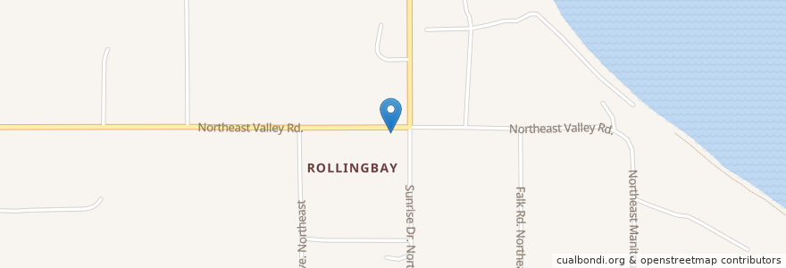 Mapa de ubicacion de Rolling Bay Cafe en Estados Unidos De América, Washington, Kitsap County, Bainbridge Island.