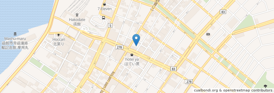 Mapa de ubicacion de 函館ザンギ en 일본, 홋카이도, 渡島総合振興局, 函館市.