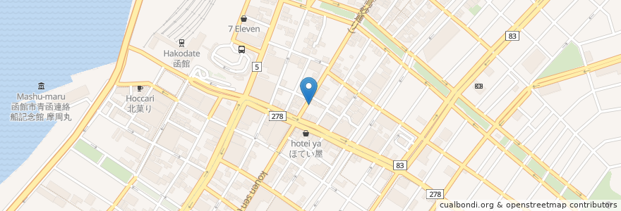 Mapa de ubicacion de ヤマタイチ en اليابان, محافظة هوكايدو, 渡島総合振興局, 函館市.