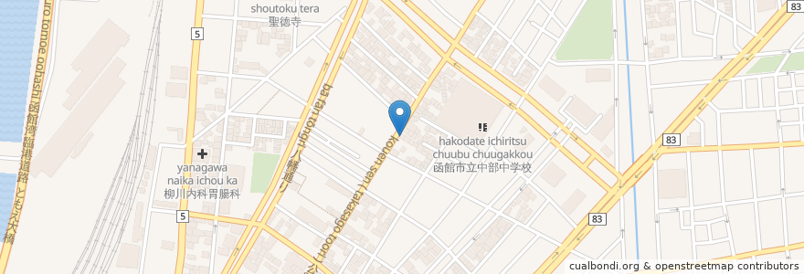 Mapa de ubicacion de 焼肉・ホルモン　松竹園 en Japon, Préfecture De Hokkaidō, 渡島総合振興局, 函館市.