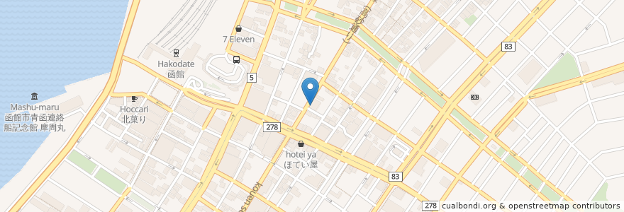 Mapa de ubicacion de GRACE en 일본, 홋카이도, 渡島総合振興局, 函館市.