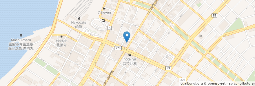 Mapa de ubicacion de 浜焼きベイベー en Japan, 北海道, 渡島総合振興局, 函館市.
