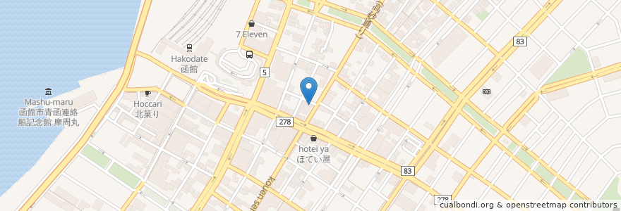 Mapa de ubicacion de あかちょうちん en 일본, 홋카이도, 渡島総合振興局, 函館市.