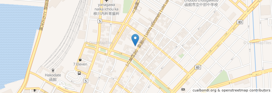 Mapa de ubicacion de かつ庵 en Japón, Prefectura De Hokkaidō, 渡島総合振興局, 函館市.