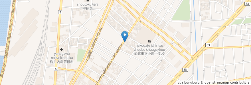Mapa de ubicacion de 肉まん　ふく萬 en Japan, Präfektur Hokkaido, 渡島総合振興局, 函館市.