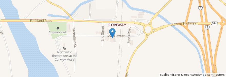 Mapa de ubicacion de Conway Post Office en United States, Washington, Skagit County.