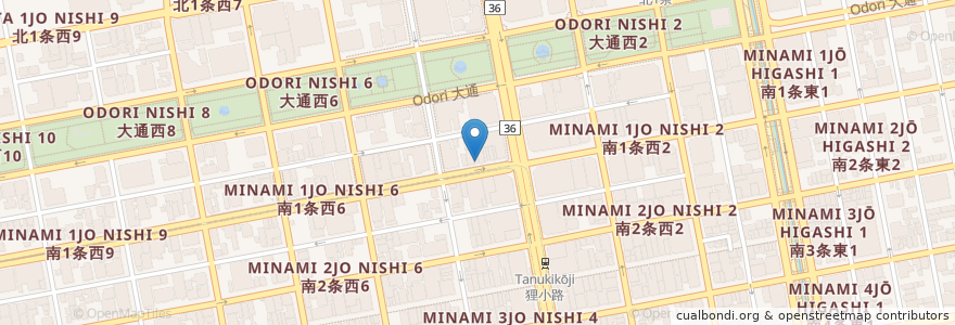 Mapa de ubicacion de 松尾ジンギスカン en Япония, Хоккайдо, Округ Исикари, Саппоро, Тюо.