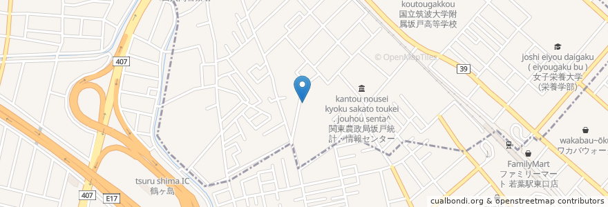 Mapa de ubicacion de 神名神社 en Japão, 埼玉県, 鶴ヶ島市, 坂戸市.