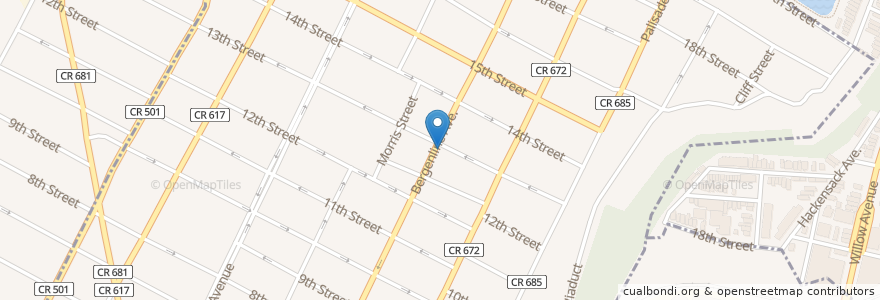 Mapa de ubicacion de Luna's Pizzeria & Restaurant en 美利坚合众国/美利堅合眾國, 新泽西州 / 新澤西州 / 紐澤西州, Hudson County, Union City.