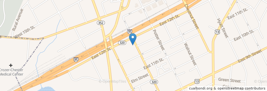 Mapa de ubicacion de Siloam United Methodist Church en 미국, 펜실베이니아, Delaware County, Chester.