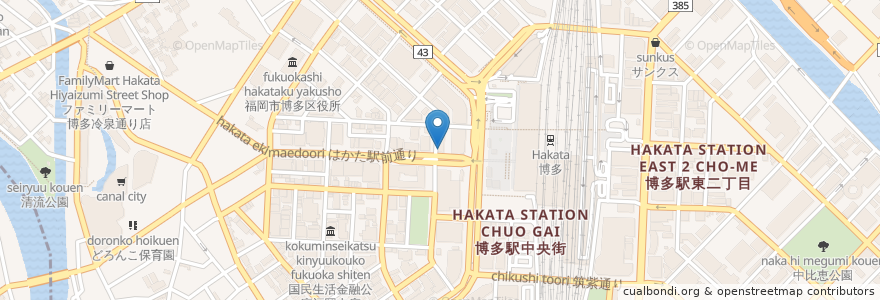 Mapa de ubicacion de ななつの花 en Япония, Фукуока, 福岡市, 博多区.