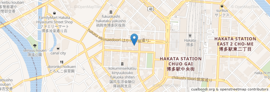 Mapa de ubicacion de 紙与パーキング駅三 en Japon, Préfecture De Fukuoka, 福岡市, 博多区.