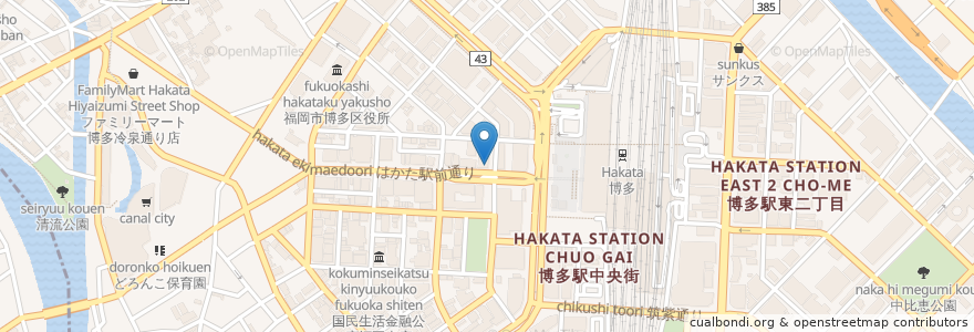 Mapa de ubicacion de 鹿児島銀行 en Japon, Préfecture De Fukuoka, 福岡市, 博多区.