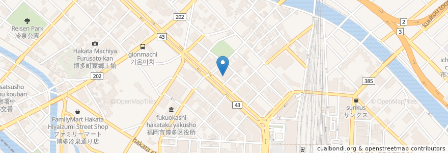 Mapa de ubicacion de 西日本シティ銀行 en Japan, 福岡県, Fukuoka, 博多区.