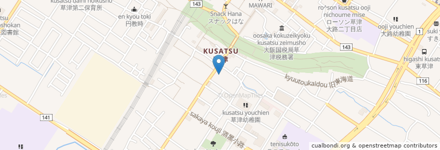 Mapa de ubicacion de 紫雲英寿し　れんげずし en 日本, 滋賀県, 草津市.