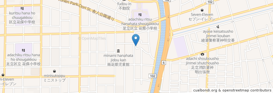 Mapa de ubicacion de 七面大明神 en اليابان, 東京都, 足立区.