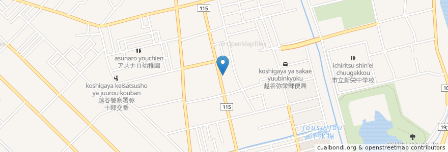 Mapa de ubicacion de kanoka珈琲 en Jepun, 埼玉県, 越谷市.