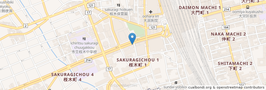 Mapa de ubicacion de 新生銀行 en Japon, Préfecture De Saitama, さいたま市, 大宮区.