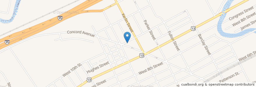 Mapa de ubicacion de Smiley's City Grille en 미국, 펜실베이니아, Delaware County, Chester.