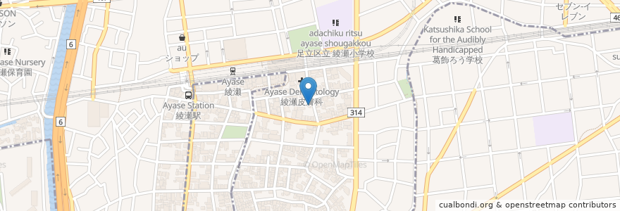 Mapa de ubicacion de 綾瀬北野神社 en 日本, 東京都.