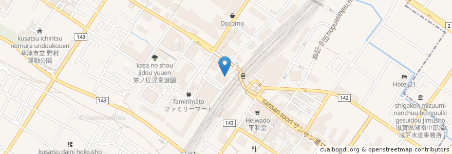 Mapa de ubicacion de 居酒屋 小間蔵hana en Jepun, 滋賀県, 草津市.