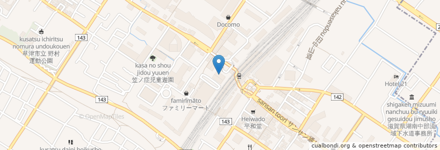 Mapa de ubicacion de 関西アーバン銀行 en Giappone, Prefettura Di Shiga, 草津市.
