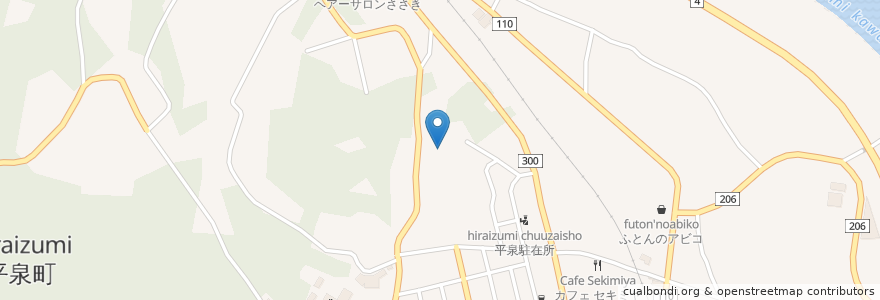 Mapa de ubicacion de 熊野三社 en Japonya, 岩手県, 西磐井郡, 平泉町.