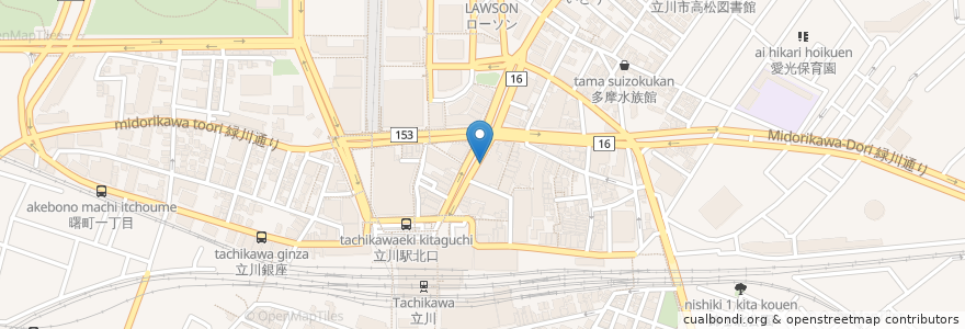 Mapa de ubicacion de ファーストキッチン＆ウェンディーズ en ژاپن, 東京都, 立川市.