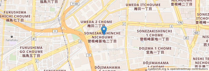 Mapa de ubicacion de あまでお en Jepun, 大阪府, 大阪市, 北区.