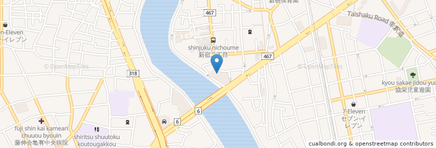 Mapa de ubicacion de 日枝神社 en اليابان, 東京都, 葛飾区.
