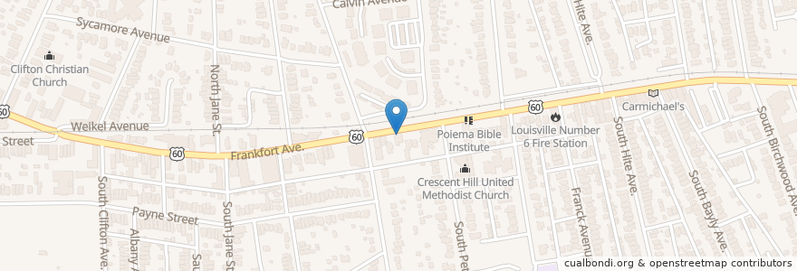 Mapa de ubicacion de Crescent Hill Dental Care en United States, Kentucky, Jefferson County, Louisville.