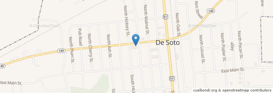 Mapa de ubicacion de De Soto Fire Station en Соединённые Штаты Америки, Иллинойс, Jackson County, De Soto.