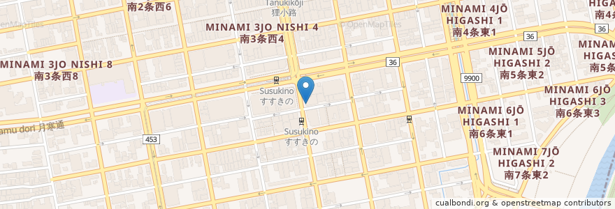 Mapa de ubicacion de あじこう en اليابان, محافظة هوكايدو, 石狩振興局, 札幌市, 中央区.