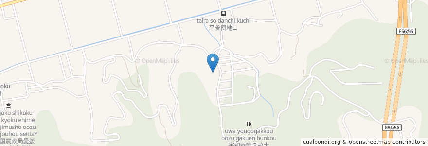 Mapa de ubicacion de 一之宮神社 en Japon, Préfecture D'Ehime, 大洲市.