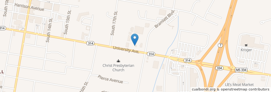 Mapa de ubicacion de The UPS Store en Amerika Birleşik Devletleri, Mississippi, Lafayette County, Oxford.