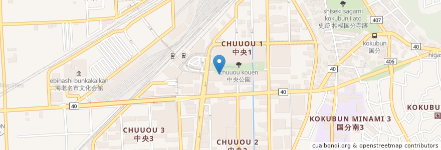Mapa de ubicacion de スターバックスコーヒー海老名店 en 日本, 神奈川県, 海老名市.