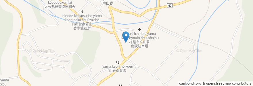 Mapa de ubicacion de 山香中央公民館（山香庁舎内） en 日本, 大分県, 杵築市.