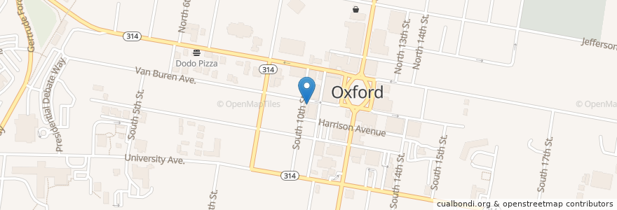 Mapa de ubicacion de South Depot Taco Shop en Stati Uniti D'America, Mississippi, Lafayette County, Oxford.