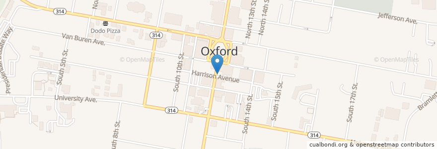 Mapa de ubicacion de Proud Larry's en Stati Uniti D'America, Mississippi, Lafayette County, Oxford.