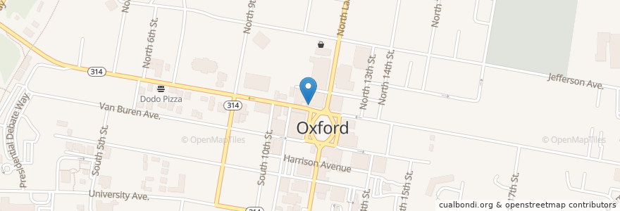 Mapa de ubicacion de Boure en Amerika Syarikat, Mississippi, Lafayette County, Oxford.