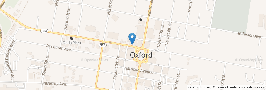Mapa de ubicacion de Renasant Bank en Estados Unidos Da América, Mississippi, Lafayette County, Oxford.