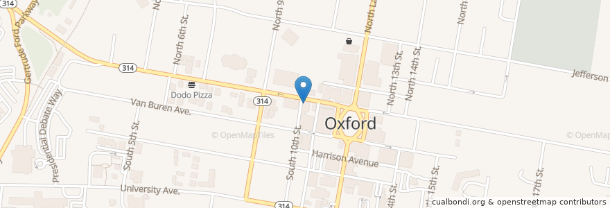 Mapa de ubicacion de Rafters en United States, Mississippi, Lafayette County, Oxford.