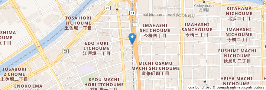 Mapa de ubicacion de くすの木 en Japonya, 大阪府, 大阪市, 中央区, 北区.