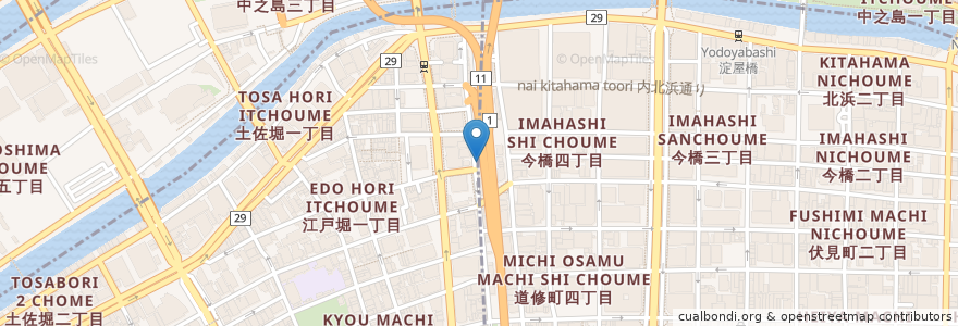 Mapa de ubicacion de おかにわ en Japan, Osaka Prefecture, Osaka, Kita Ward, Nishi Ward.
