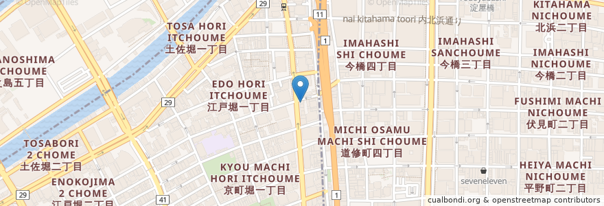 Mapa de ubicacion de dào fú en Япония, Осака, 大阪市, 北区, 西区.