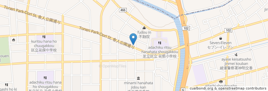 Mapa de ubicacion de 珈琲 愛花夢 en Japan, Tokio, 足立区.