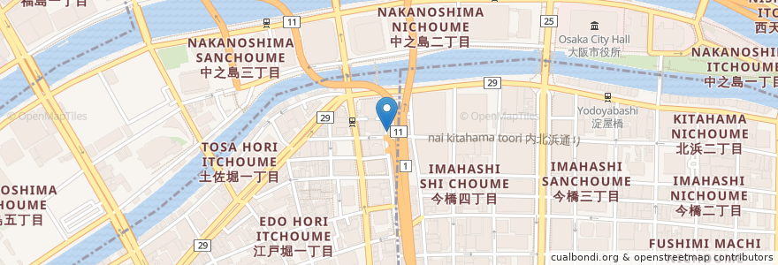 Mapa de ubicacion de 農家厨房 en Giappone, Prefettura Di Osaka, 大阪市, 北区, 西区.