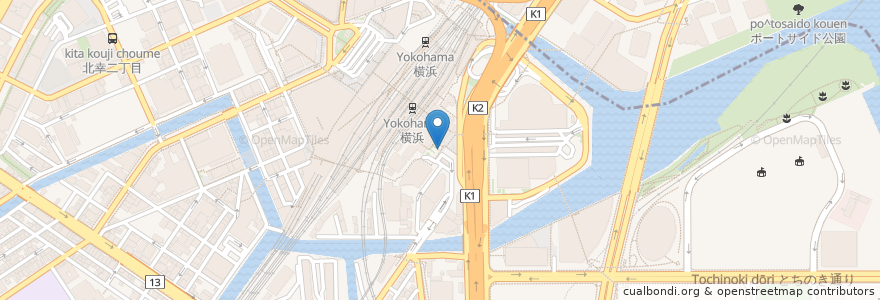 Mapa de ubicacion de 博多 一風堂 横浜ポルタ店 en Japon, Préfecture De Kanagawa, 横浜市, 西区, 神奈川区.