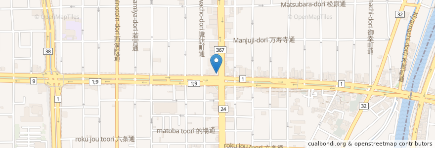 Mapa de ubicacion de 吉野家 en 日本, 京都府, 京都市, 下京区.